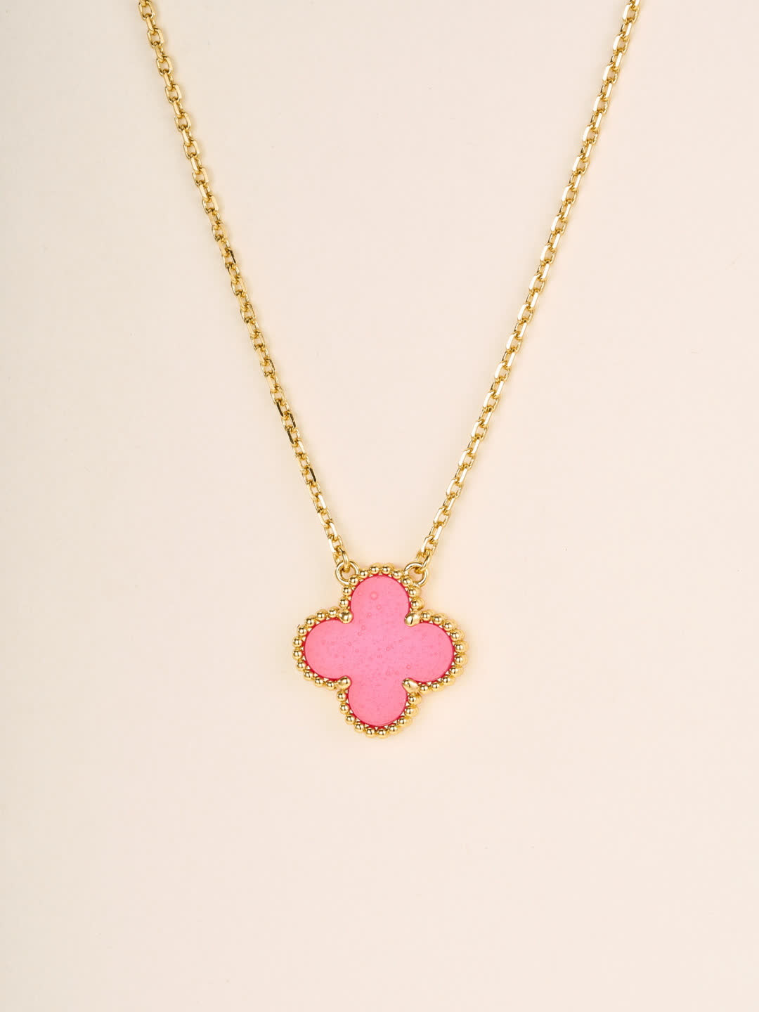 Van Cleef & Arpels Magic Alhambra Pink Enamel Gold Necklace